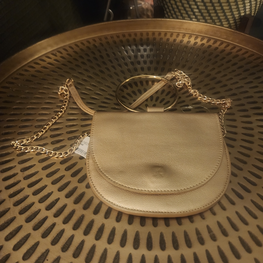 TROUVE - Vegan Leather Gold Chain Crossbody or Bracelet Bag